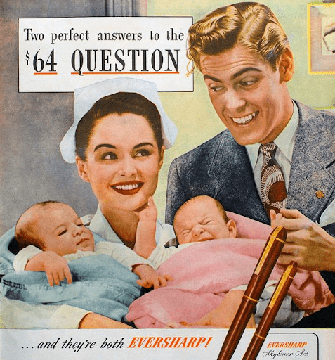 color advertisement in baby boomer era united states 1940s