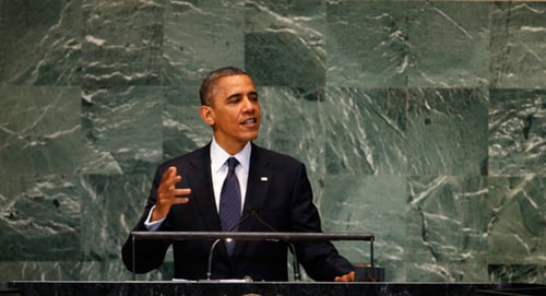 President Obama addressing the U.N. General Assembly