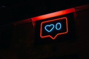 neon light with social media icon